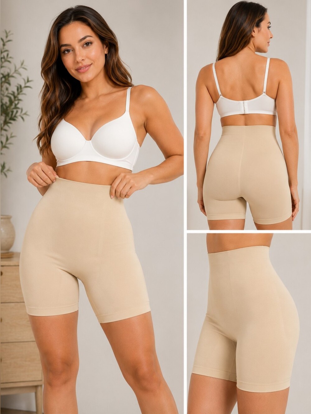 Shapermint Essentials All Day Every Day High-Waisted Shaper Shorts Beige M/L